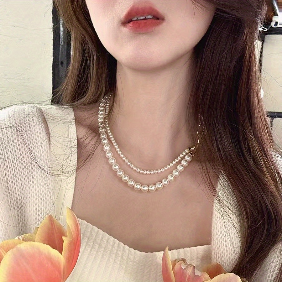 Vintage Shell Necklace with December Birthstone - Double Layer Design